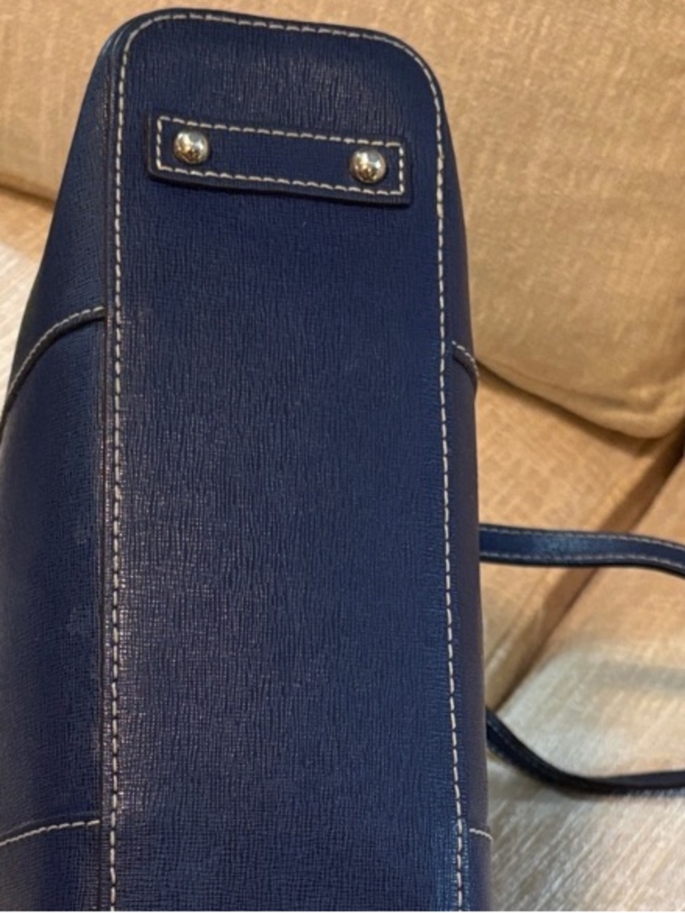 Dooney & Bourke Navy Leather Structured Tote - Picture 14 of 14